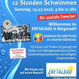 Springt für uns ins kühle Nass – 12 Stunden Schwimmen im Erftalbad Bürgstadt für den guten Zweck.